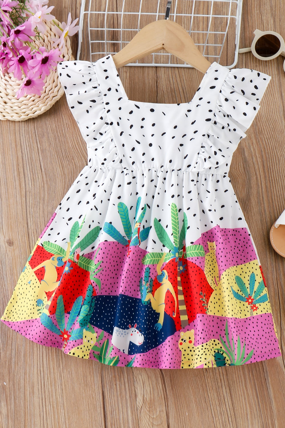 Girls Printed Ruffled Dress