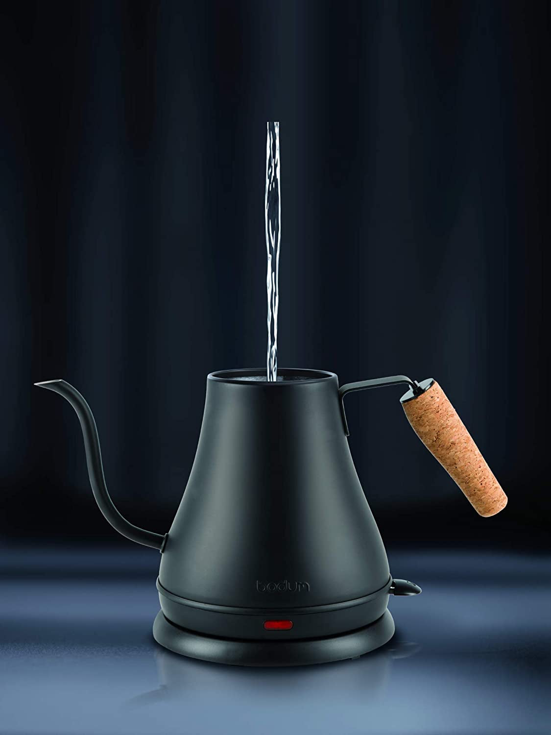  Matte Black Gooseneck Electric Water Kettle with Cork Handle/Top (27oz.)