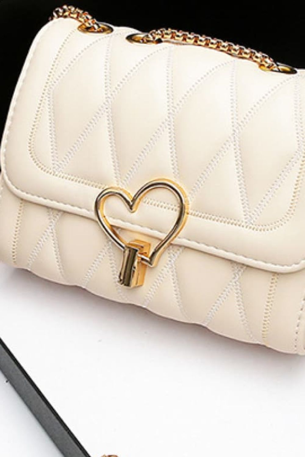 Heart Buckle Vegan Leather Crossbody Bag