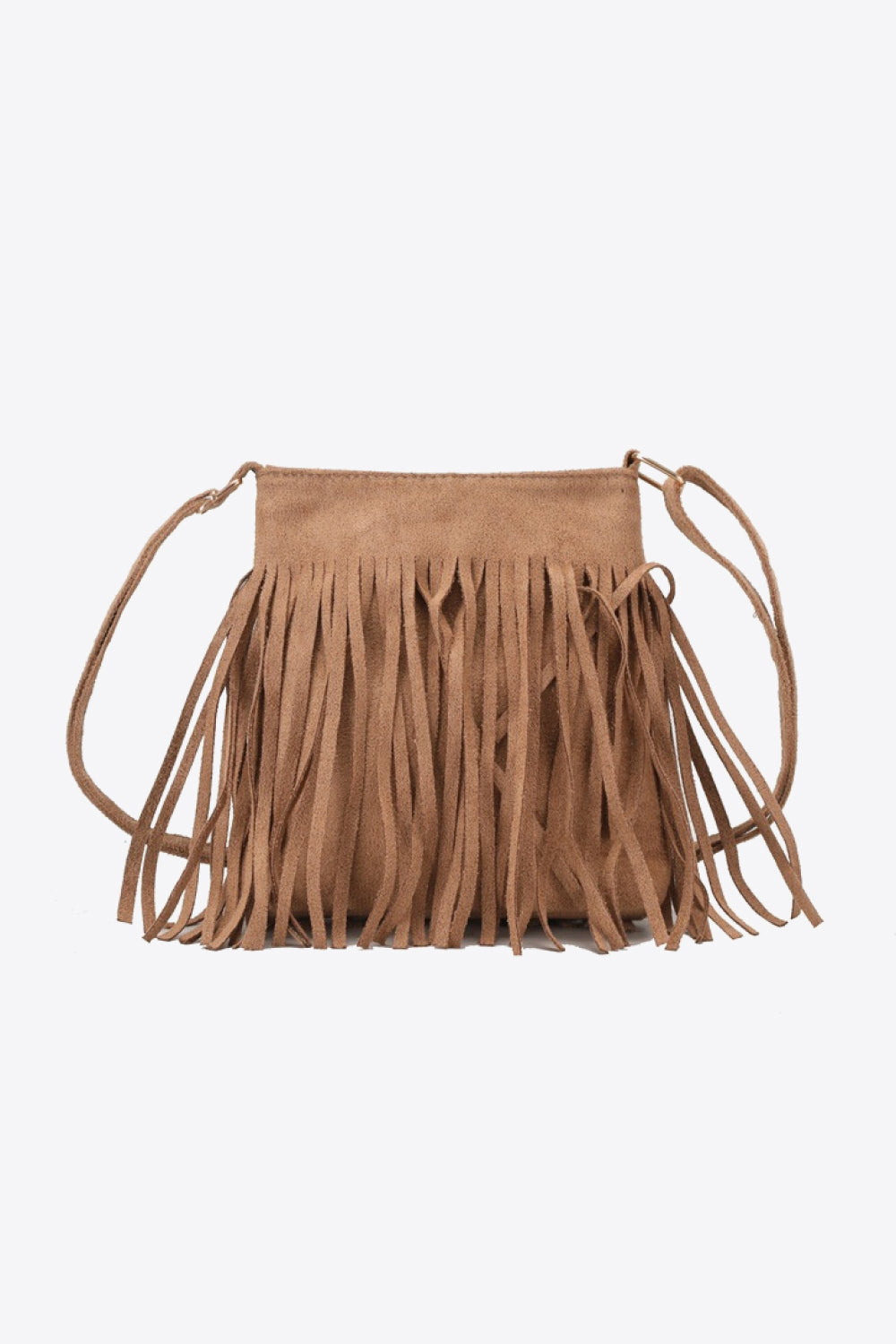 Vegan Leather Crossbody Bag with Fringe