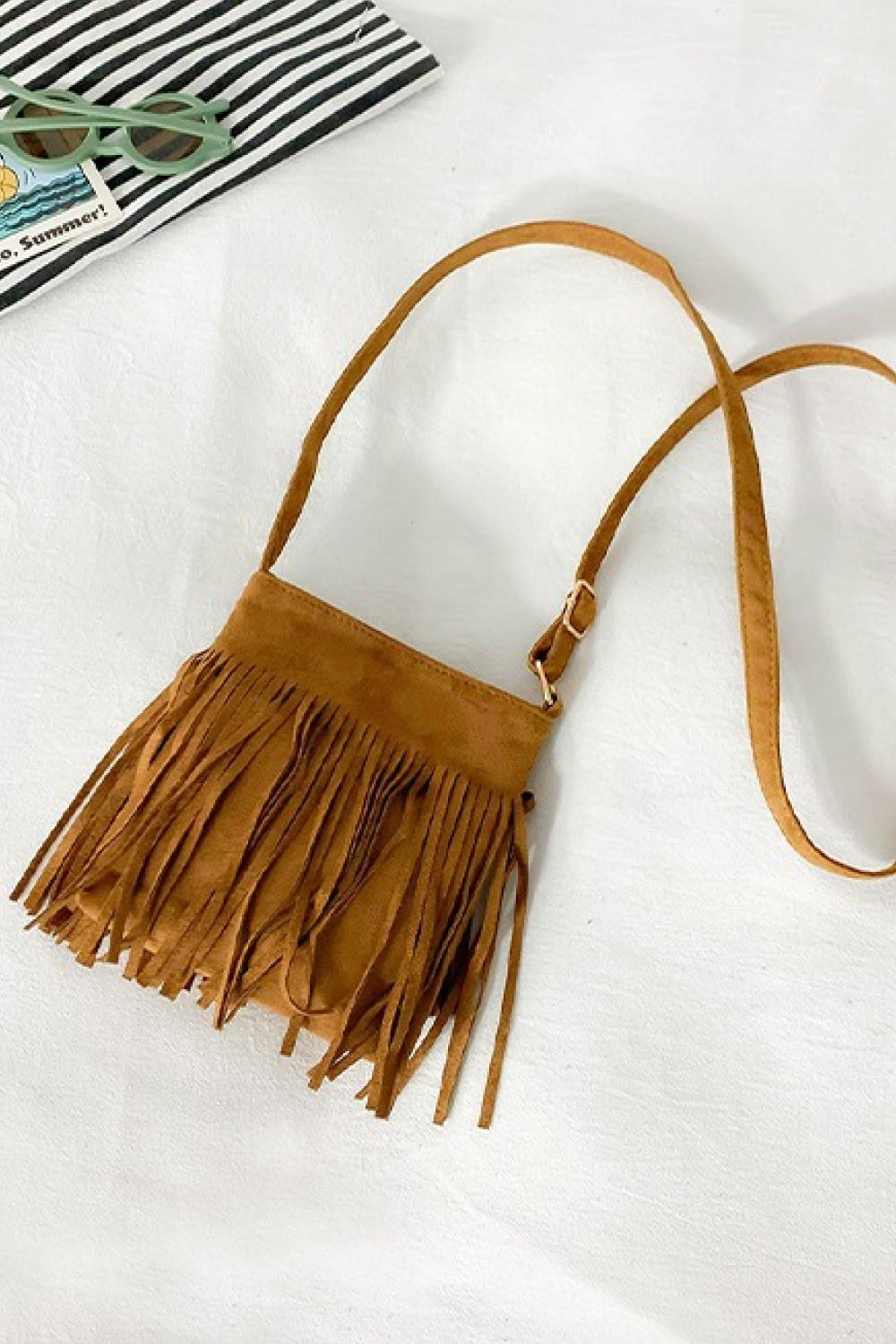 Vegan Leather Crossbody Bag with Fringe