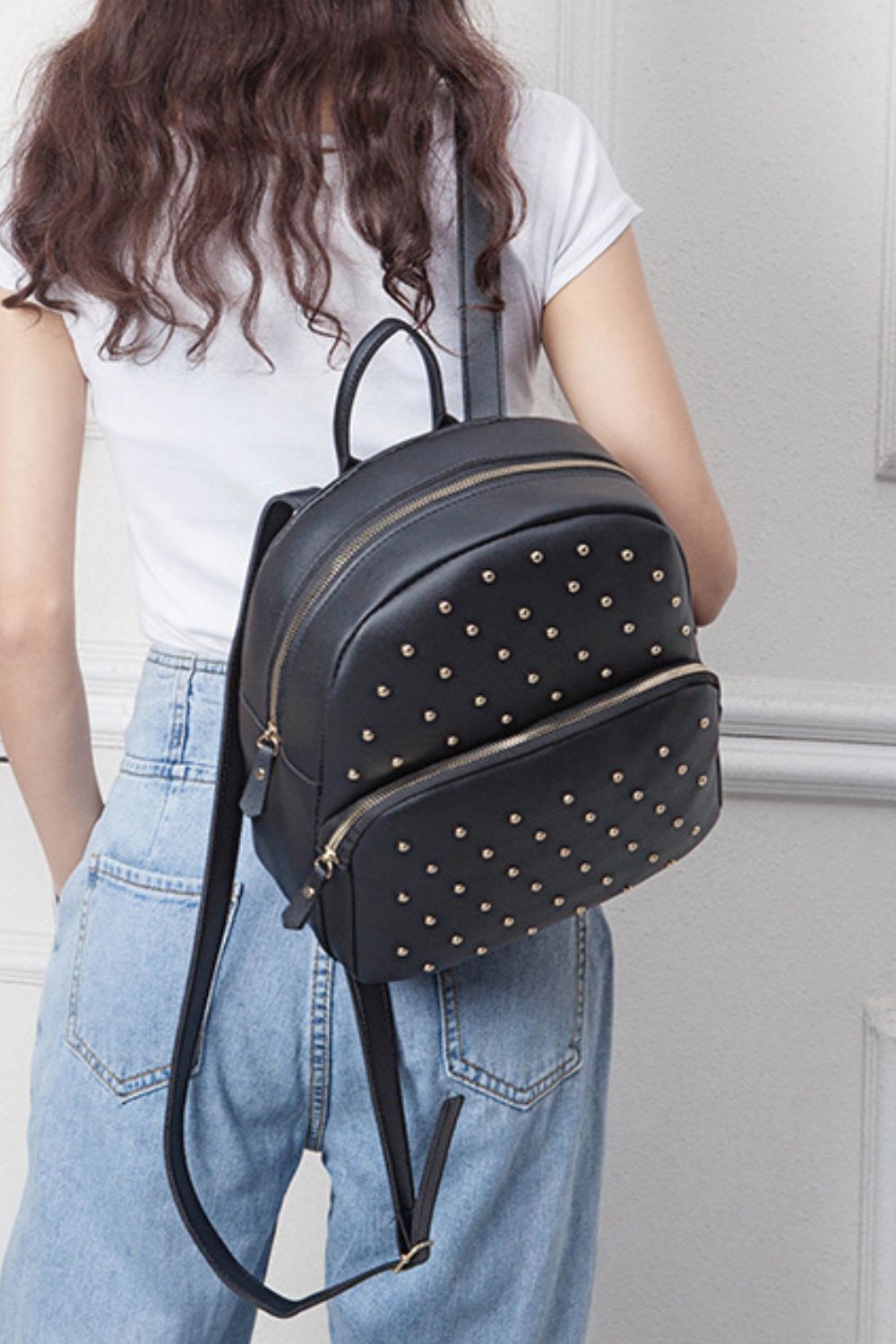 Studded Vegan Leather Backpack