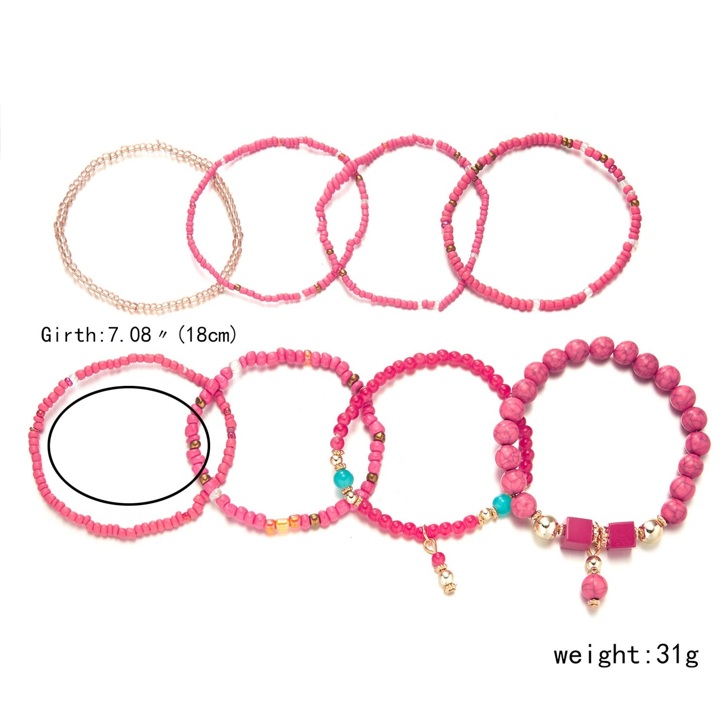 Multilayer Elastic Weave Charm Bracelet